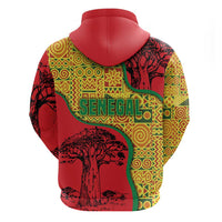 Senegal Zip Hoodie with Baobab Tree and African Tribal Pattern Design - Wonder Print Shop