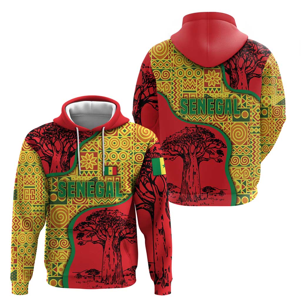Senegal Zip Hoodie with Baobab Tree and African Tribal Pattern Design - Wonder Print Shop