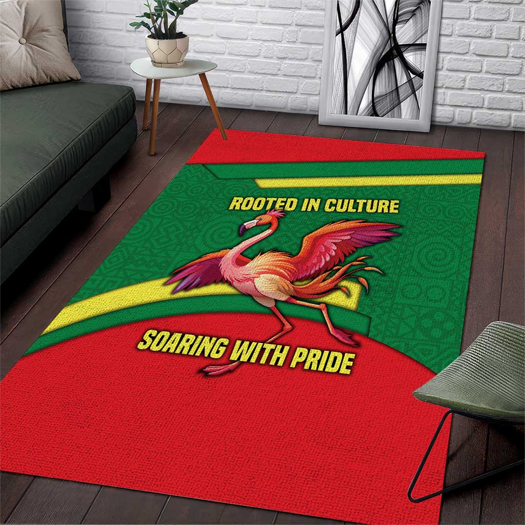 Senegal Area Rug with Flamingo Design and Rooted in Culture Slogan - Wonder Print Shop