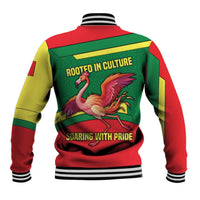 Senegal Baseball Jacket with Flamingo Design and Rooted in Culture Slogan - Wonder Print Shop