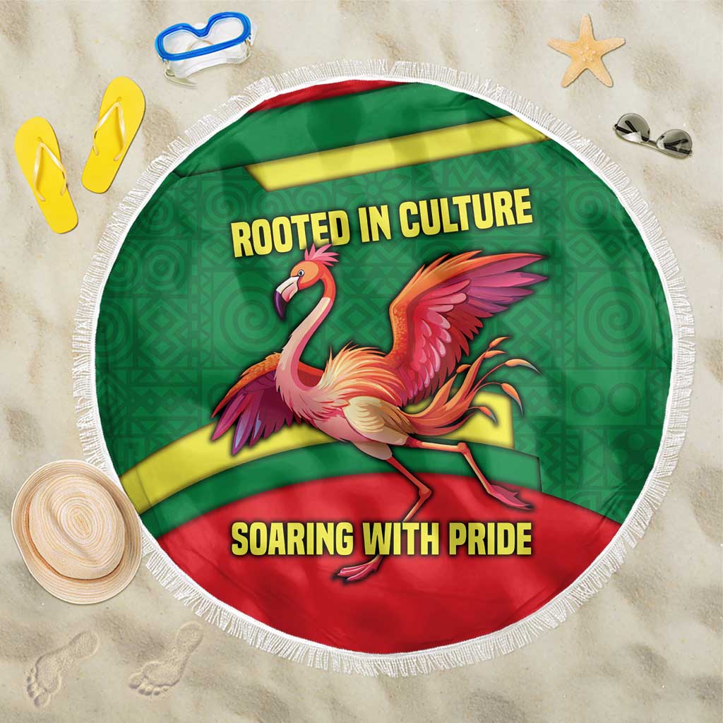 Senegal Beach Blanket with Flamingo Design and Rooted in Culture Slogan - Wonder Print Shop