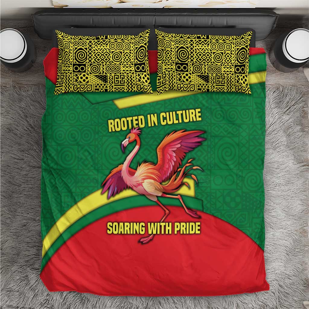 Senegal Bedding Set with Flamingo Design and Rooted in Culture Slogan - Wonder Print Shop