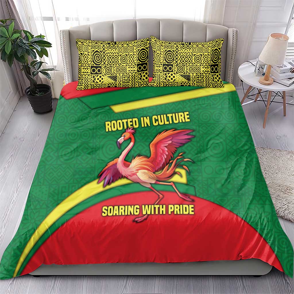 Senegal Bedding Set with Flamingo Design and Rooted in Culture Slogan - Wonder Print Shop