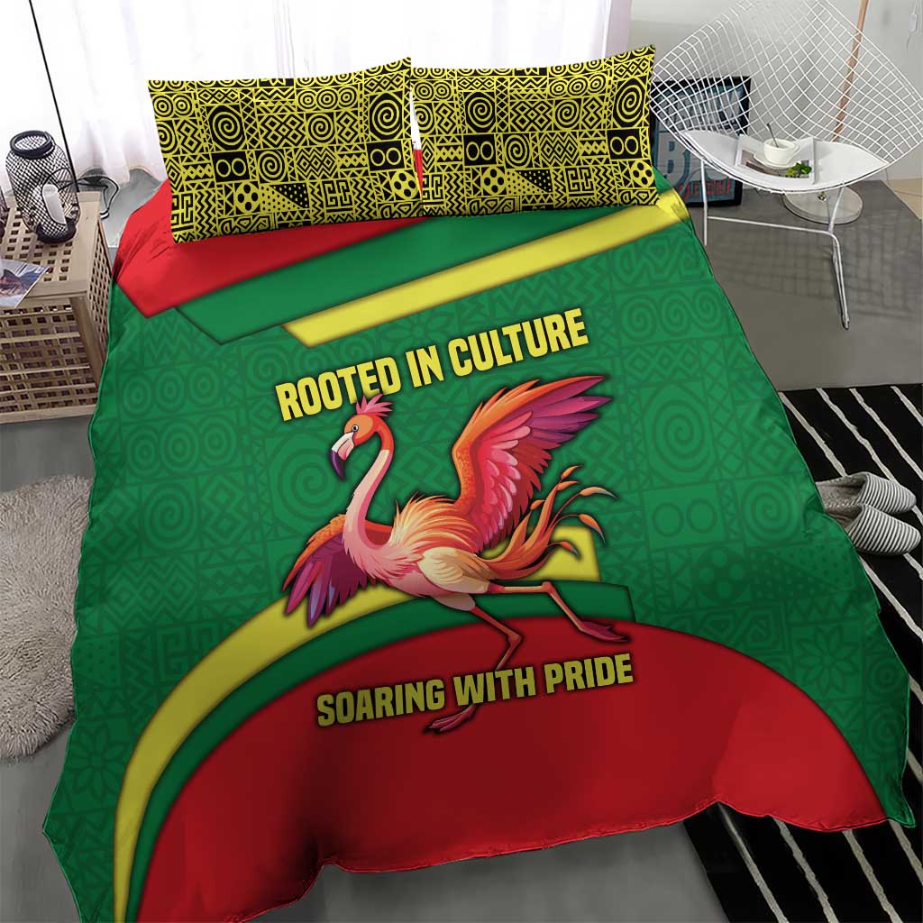 Senegal Bedding Set with Flamingo Design and Rooted in Culture Slogan - Wonder Print Shop