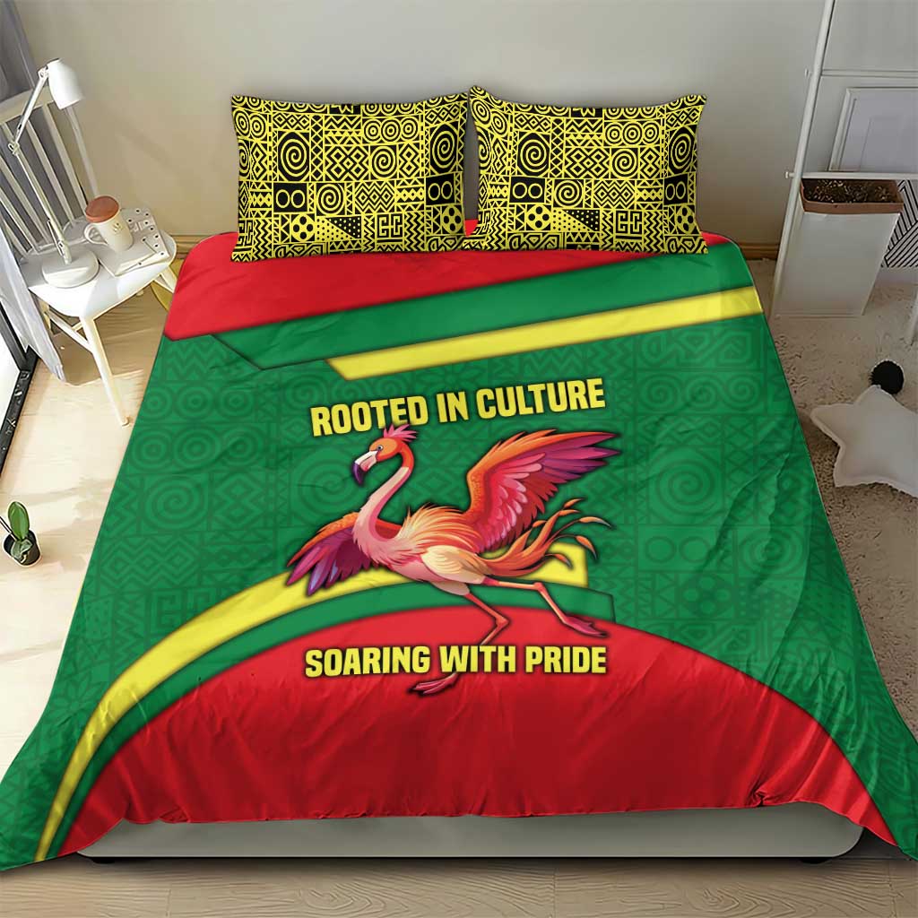 Senegal Bedding Set with Flamingo Design and Rooted in Culture Slogan - Wonder Print Shop