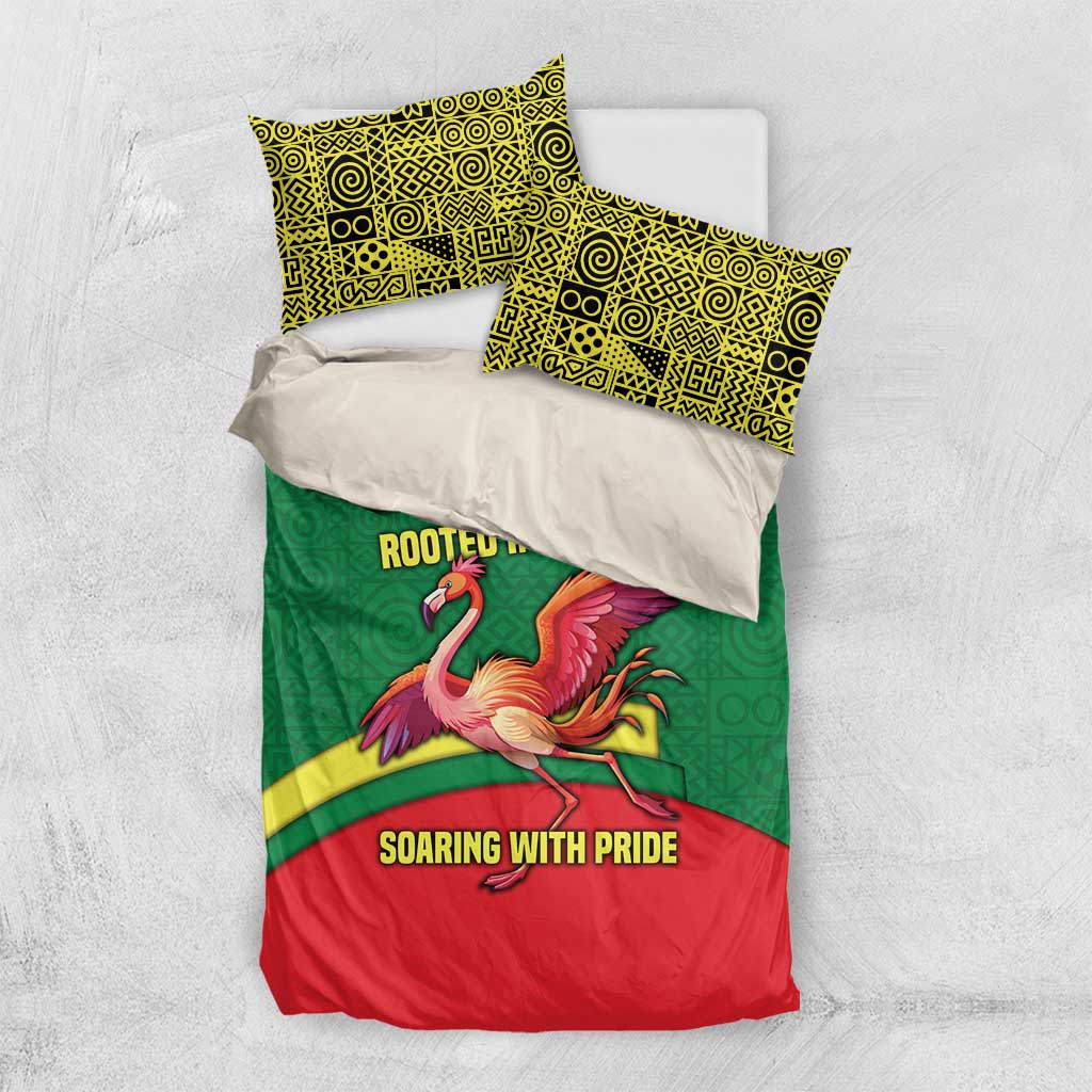 Senegal Bedding Set with Flamingo Design and Rooted in Culture Slogan - Wonder Print Shop