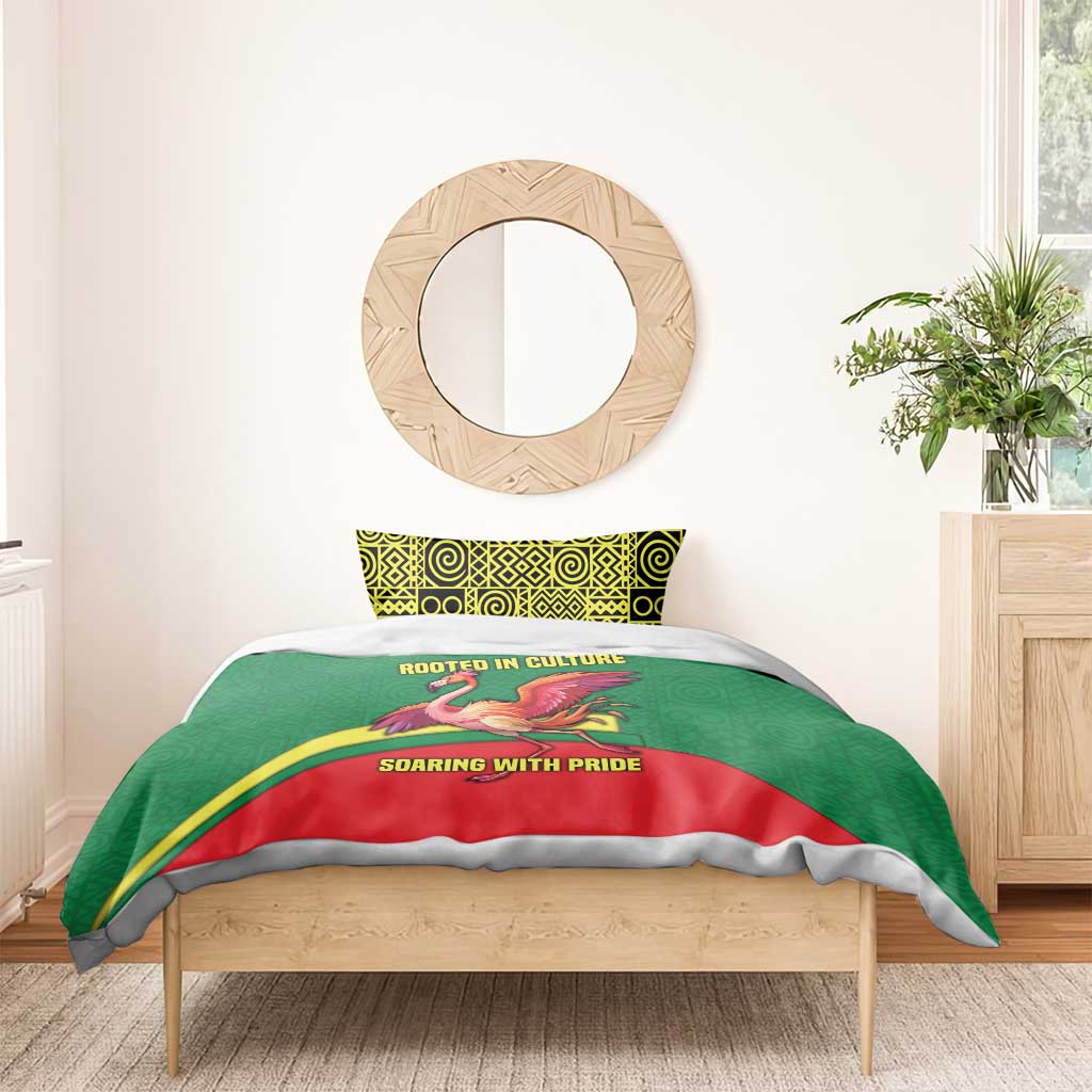 Senegal Bedding Set with Flamingo Design and Rooted in Culture Slogan - Wonder Print Shop