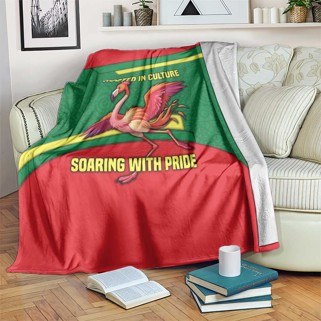 Senegal Blanket with Flamingo Design and Rooted in Culture Slogan - Wonder Print Shop