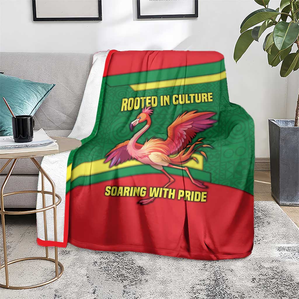Senegal Blanket with Flamingo Design and Rooted in Culture Slogan - Wonder Print Shop