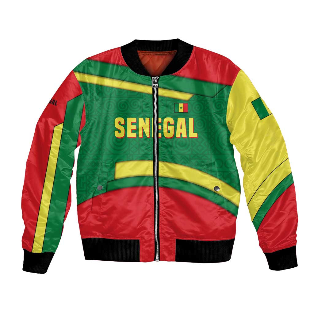 Senegal Bomber Jacket with Flamingo Design and Rooted in Culture Slogan - Wonder Print Shop