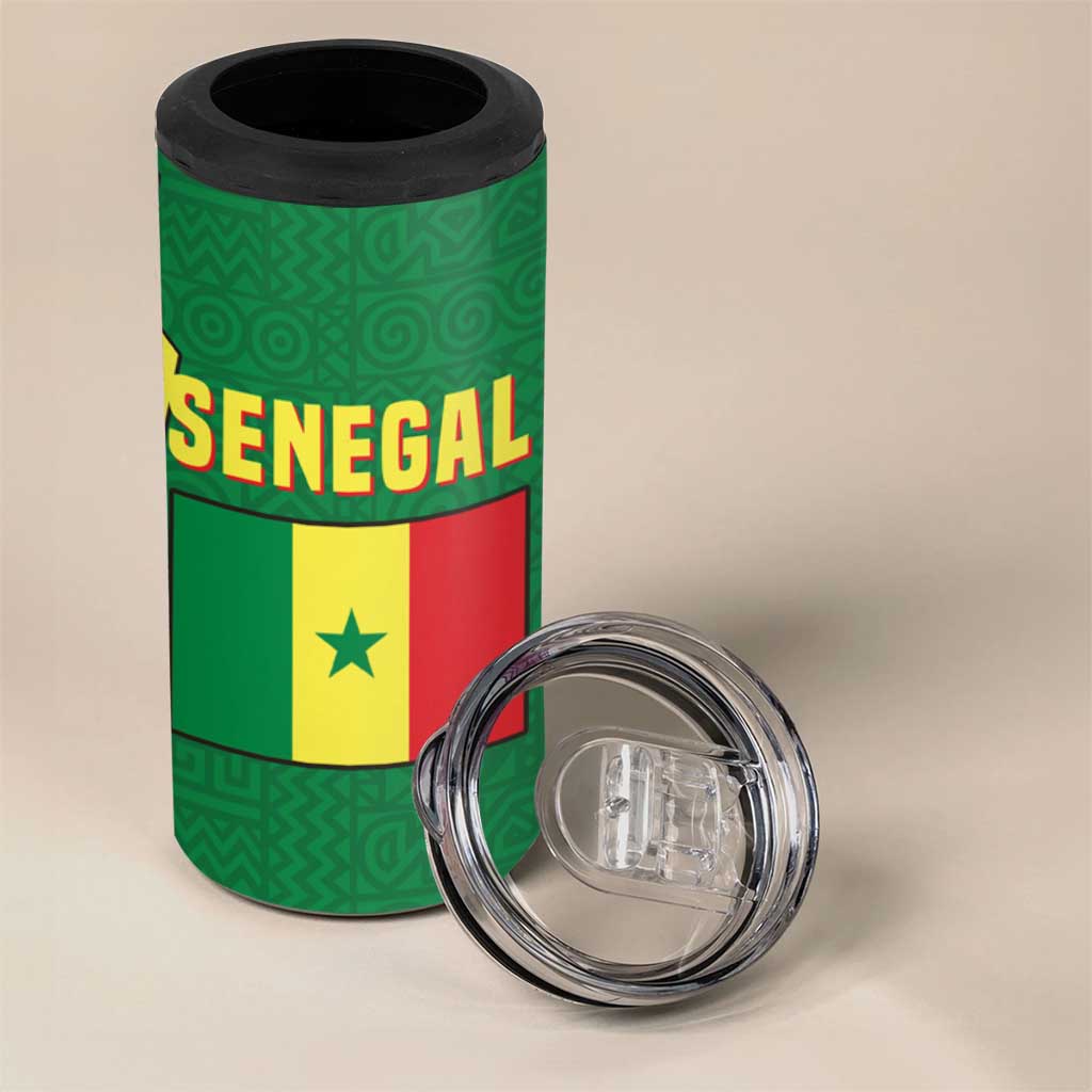Senegal 4 in 1 Can Cooler Tumbler with Flamingo Design and Rooted in Culture Slogan - Wonder Print Shop