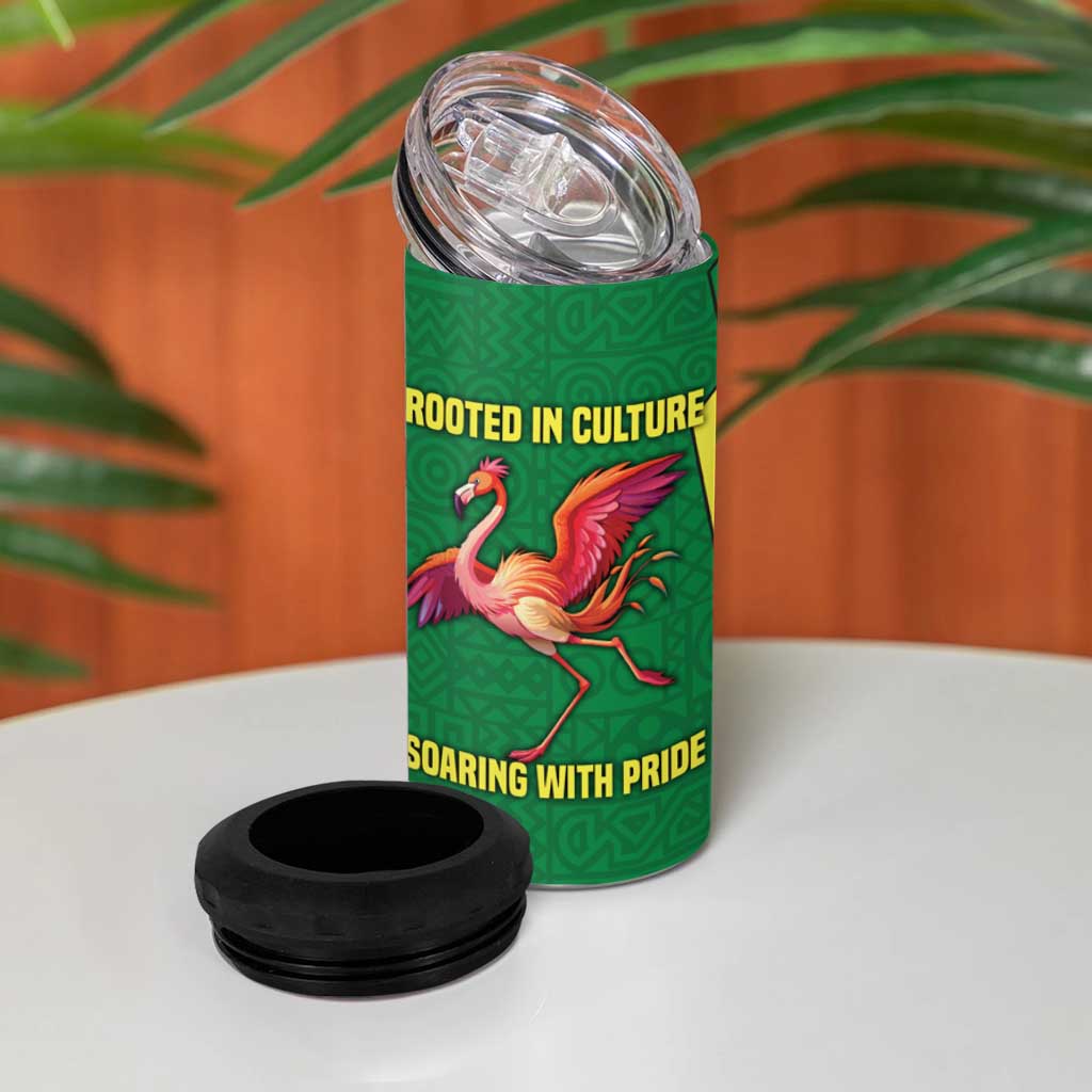 Senegal 4 in 1 Can Cooler Tumbler with Flamingo Design and Rooted in Culture Slogan - Wonder Print Shop