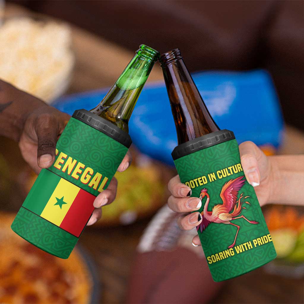 Senegal 4 in 1 Can Cooler Tumbler with Flamingo Design and Rooted in Culture Slogan - Wonder Print Shop