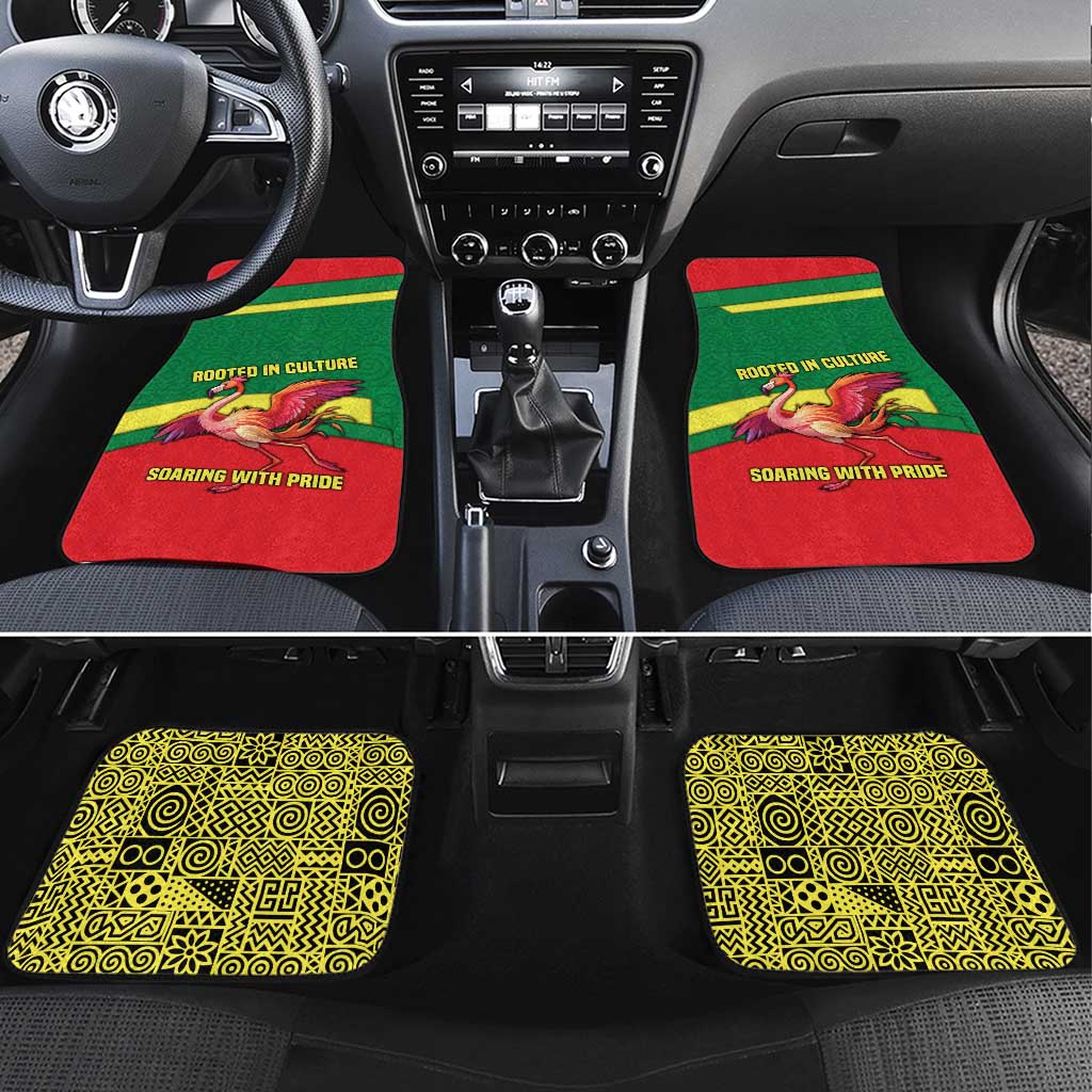 Senegal Car Mats with Flamingo Design and Rooted in Culture Slogan - Wonder Print Shop