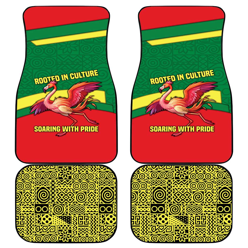 Senegal Car Mats with Flamingo Design and Rooted in Culture Slogan - Wonder Print Shop