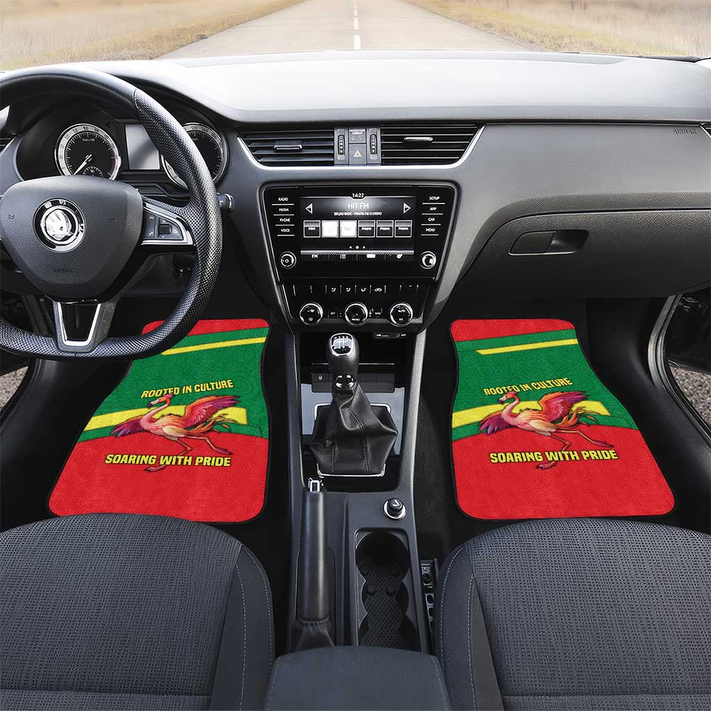 Senegal Car Mats with Flamingo Design and Rooted in Culture Slogan - Wonder Print Shop
