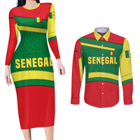 Senegal Couples Matching Long Sleeve Bodycon Dress and Long Sleeve Button Shirt with Flamingo Design and Rooted in Culture Slogan - Wonder Print Shop