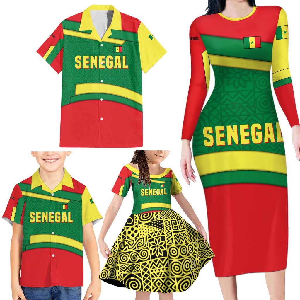 Senegal Family Matching Long Sleeve Bodycon Dress and Hawaiian Shirt with Flamingo Design and Rooted in Culture Slogan - Wonder Print Shop