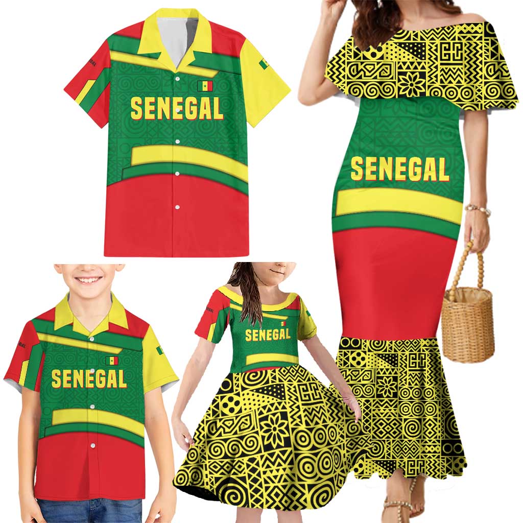 Senegal Family Matching Mermaid Dress and Hawaiian Shirt with Flamingo Design and Rooted in Culture Slogan - Wonder Print Shop