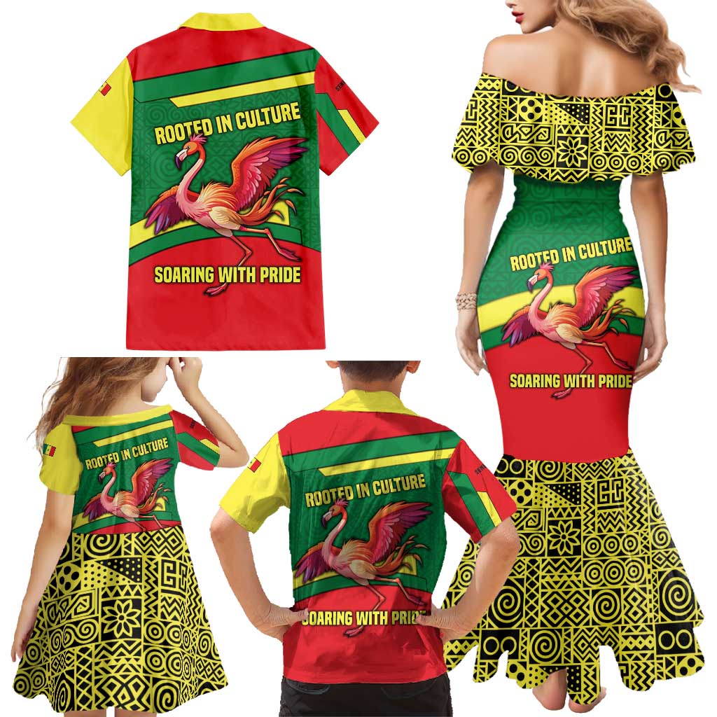 Senegal Family Matching Mermaid Dress and Hawaiian Shirt with Flamingo Design and Rooted in Culture Slogan - Wonder Print Shop