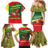 Senegal Family Matching Mermaid Dress and Hawaiian Shirt with Flamingo Design and Rooted in Culture Slogan - Wonder Print Shop