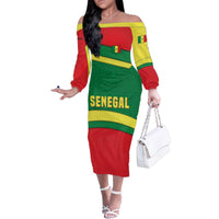 Senegal Family Matching Off The Shoulder Long Sleeve Dress and Hawaiian Shirt with Flamingo Design and Rooted in Culture Slogan - Wonder Print Shop