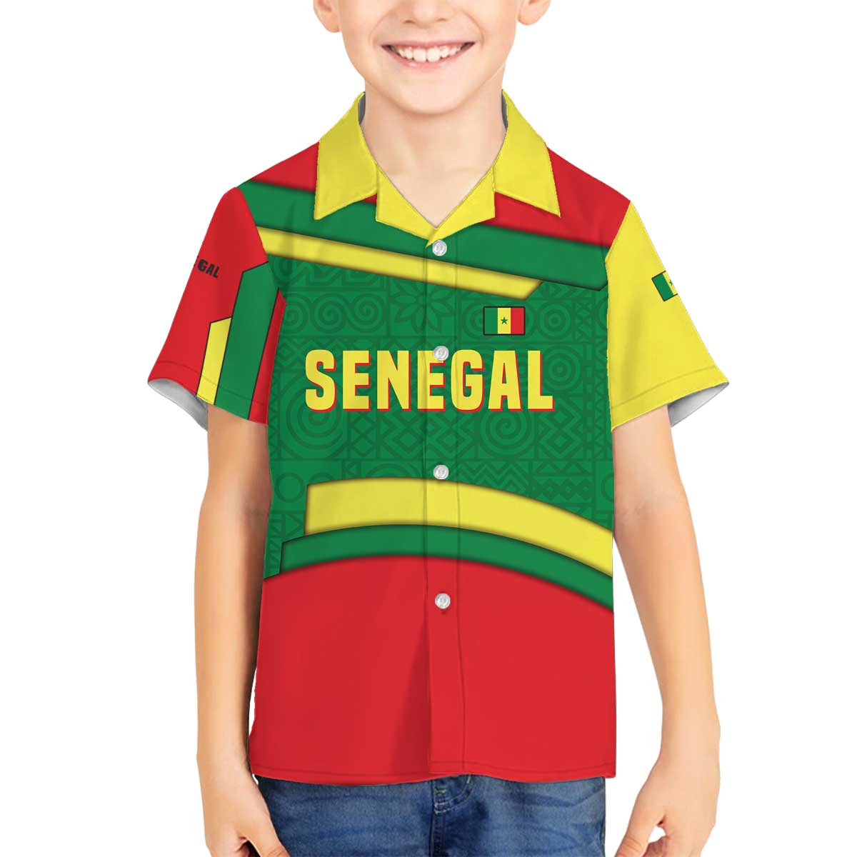 Senegal Family Matching Off The Shoulder Long Sleeve Dress and Hawaiian Shirt with Flamingo Design and Rooted in Culture Slogan - Wonder Print Shop