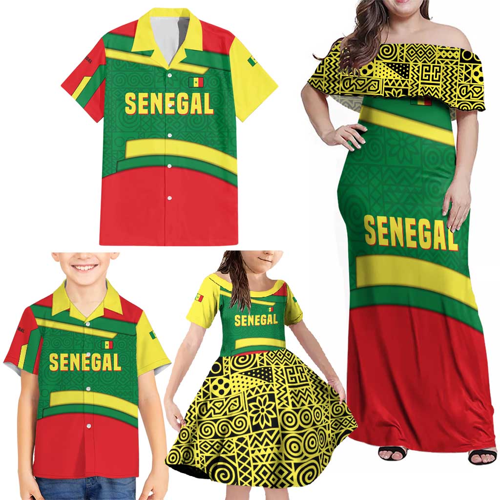 Senegal Family Matching Off Shoulder Maxi Dress and Hawaiian Shirt with Flamingo Design and Rooted in Culture Slogan - Wonder Print Shop
