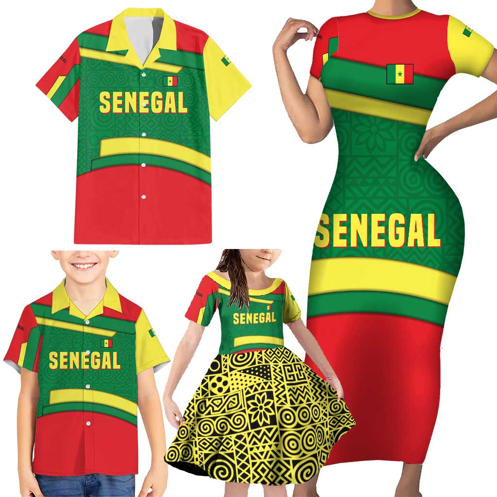 Senegal Family Matching Short Sleeve Bodycon Dress and Hawaiian Shirt with Flamingo Design and Rooted in Culture Slogan - Wonder Print Shop