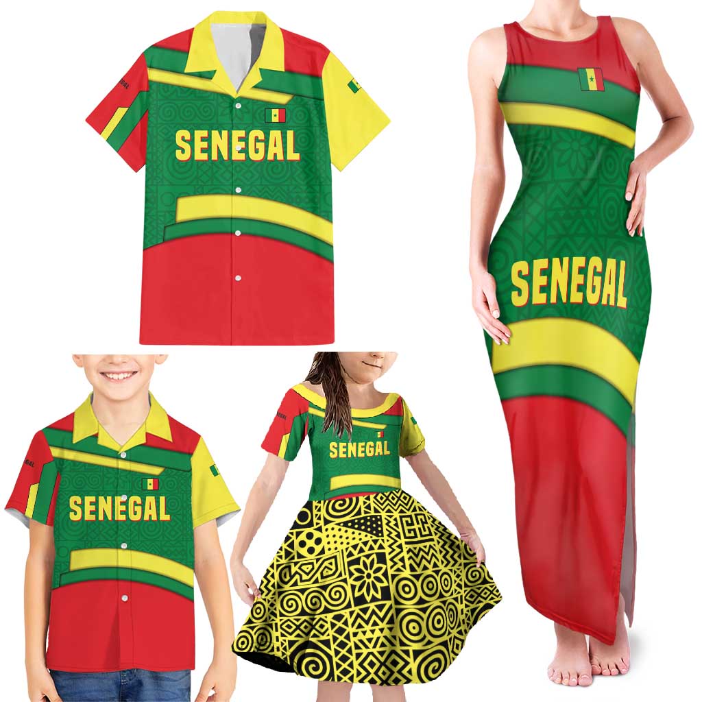 Senegal Family Matching Tank Maxi Dress and Hawaiian Shirt with Flamingo Design and Rooted in Culture Slogan - Wonder Print Shop