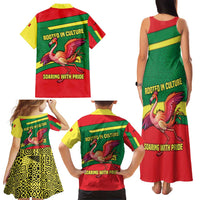 Senegal Family Matching Tank Maxi Dress and Hawaiian Shirt with Flamingo Design and Rooted in Culture Slogan - Wonder Print Shop