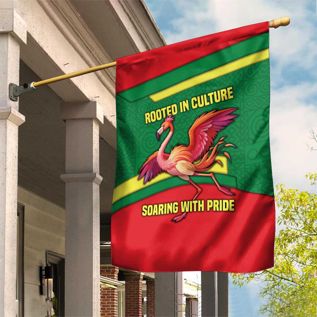 Senegal Garden Flag with Flamingo Design and Rooted in Culture Slogan - Wonder Print Shop