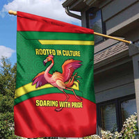 Senegal Garden Flag with Flamingo Design and Rooted in Culture Slogan - Wonder Print Shop