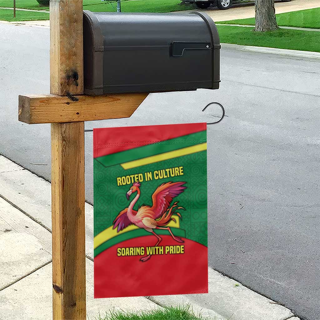 Senegal Garden Flag with Flamingo Design and Rooted in Culture Slogan - Wonder Print Shop