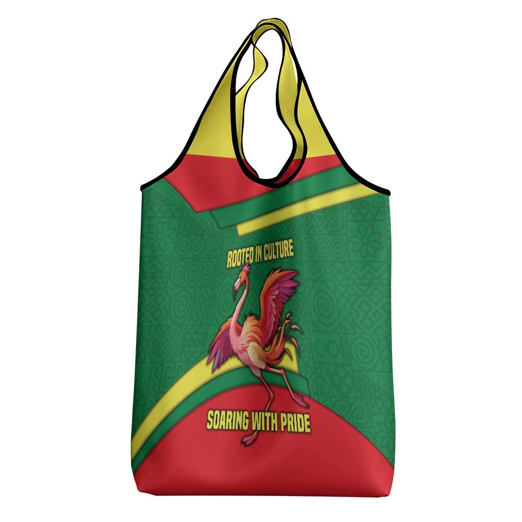 Senegal Grocery Bag with Flamingo Design and Rooted in Culture Slogan - Wonder Print Shop
