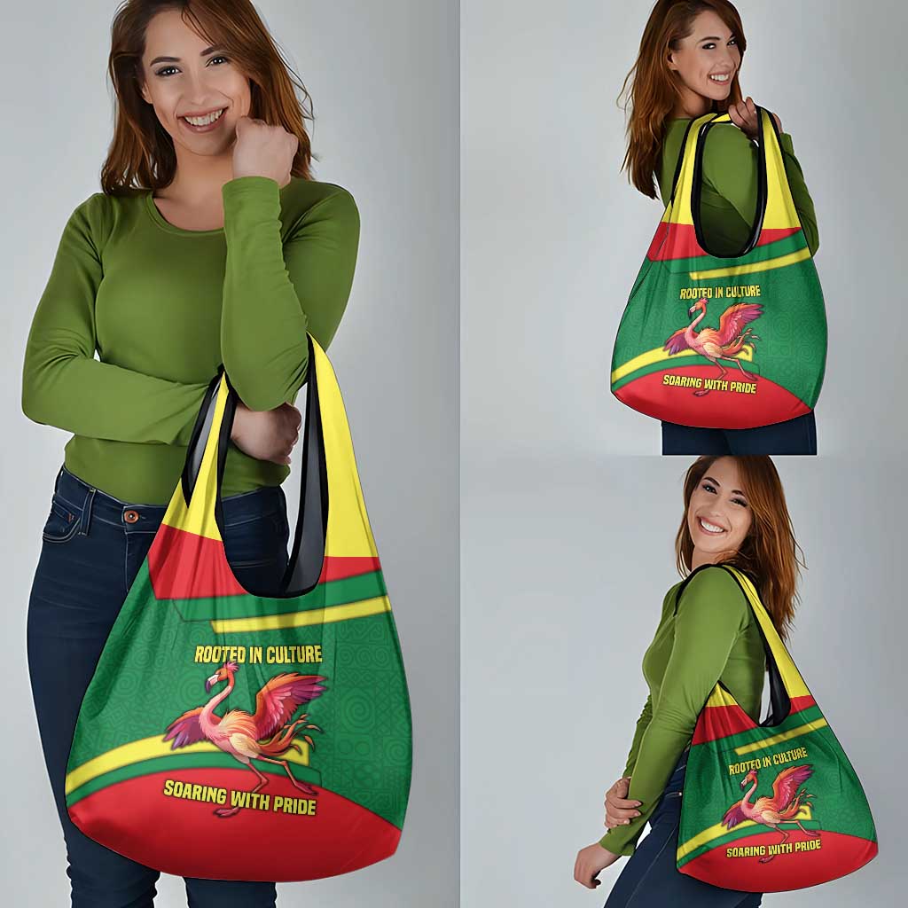 Senegal Grocery Bag with Flamingo Design and Rooted in Culture Slogan - Wonder Print Shop