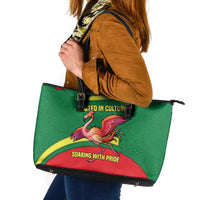 Senegal Leather Tote Bag with Flamingo Design and Rooted in Culture Slogan - Wonder Print Shop