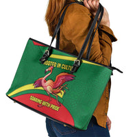 Senegal Leather Tote Bag with Flamingo Design and Rooted in Culture Slogan - Wonder Print Shop