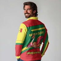 Senegal Long Sleeve Polo Shirt with Flamingo Design and Rooted in Culture Slogan - Wonder Print Shop