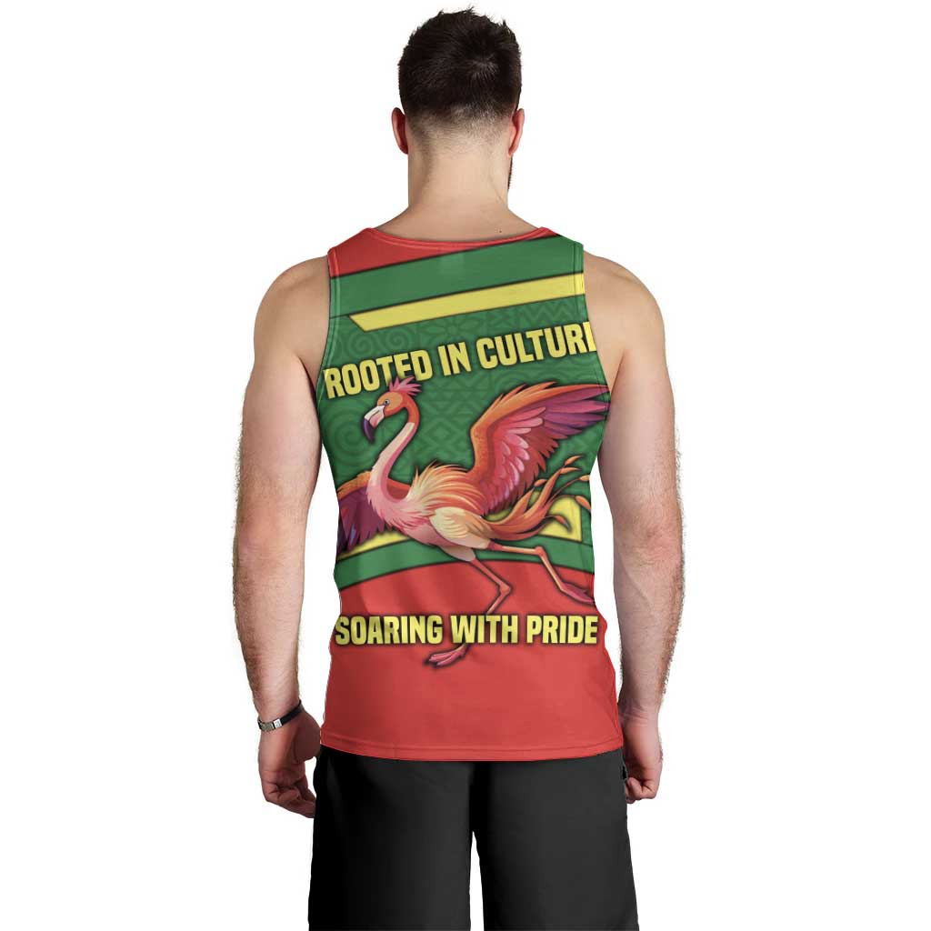 Senegal Men Tank Top with Flamingo Design and Rooted in Culture Slogan - Wonder Print Shop
