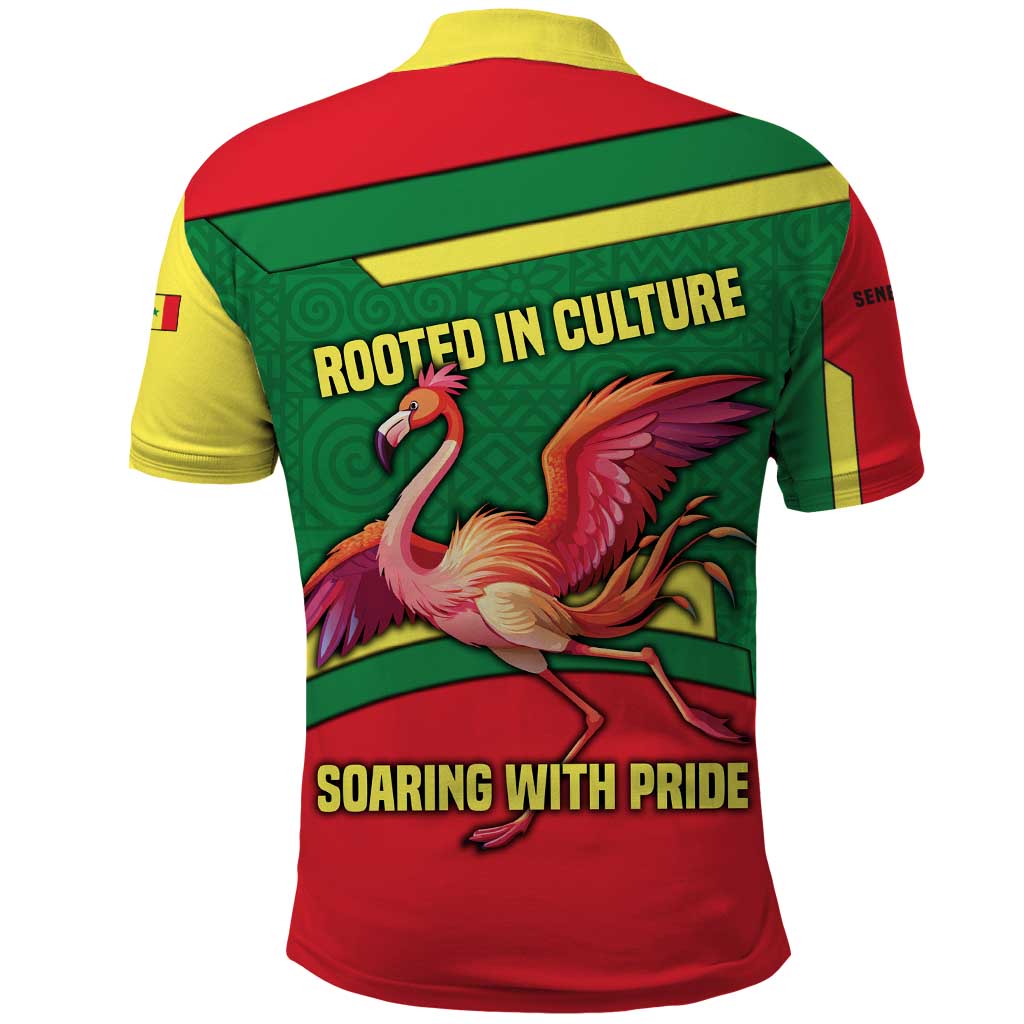 Senegal Polo Shirt with Flamingo Design and Rooted in Culture Slogan - Wonder Print Shop
