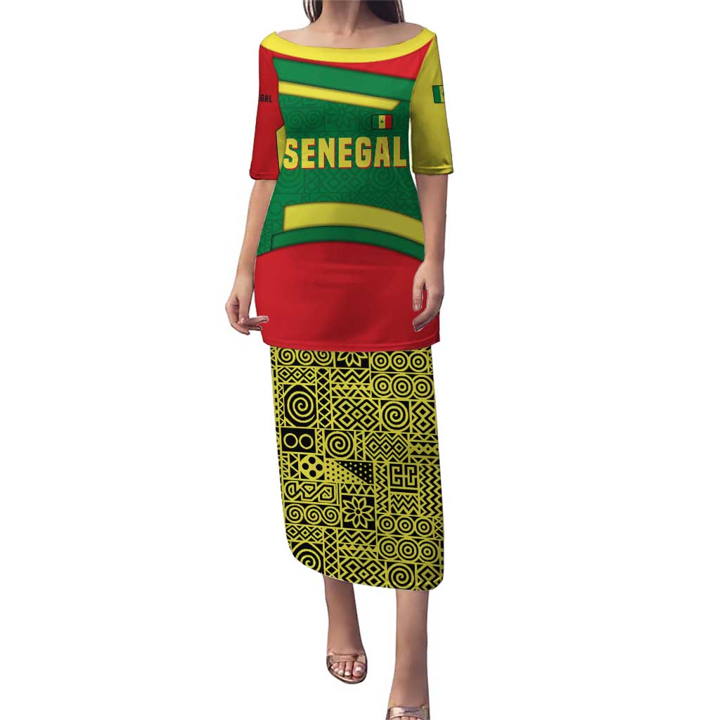 Senegal Puletasi with Flamingo Design and Rooted in Culture Slogan - Wonder Print Shop