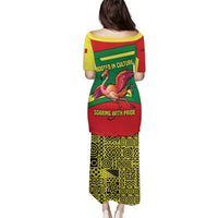 Senegal Puletasi with Flamingo Design and Rooted in Culture Slogan - Wonder Print Shop