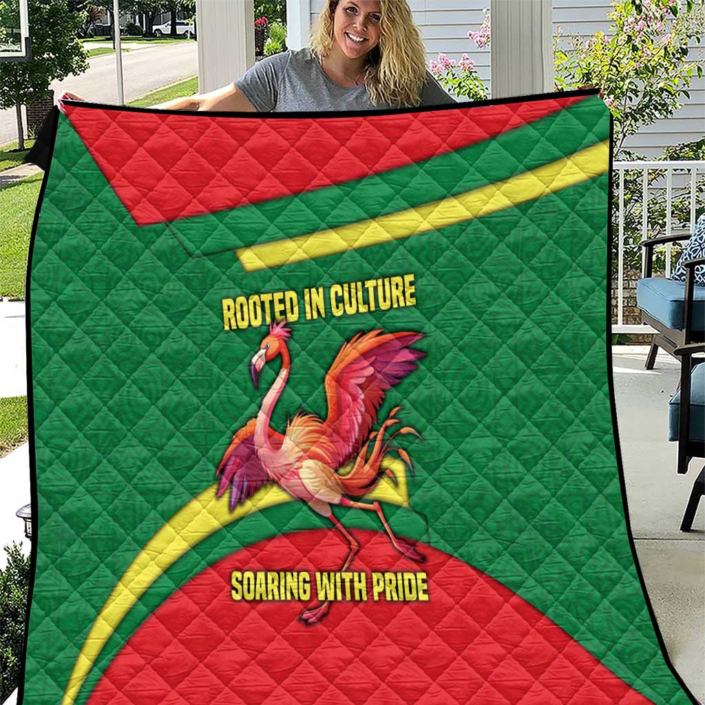 Senegal Quilt with Flamingo Design and Rooted in Culture Slogan - Wonder Print Shop