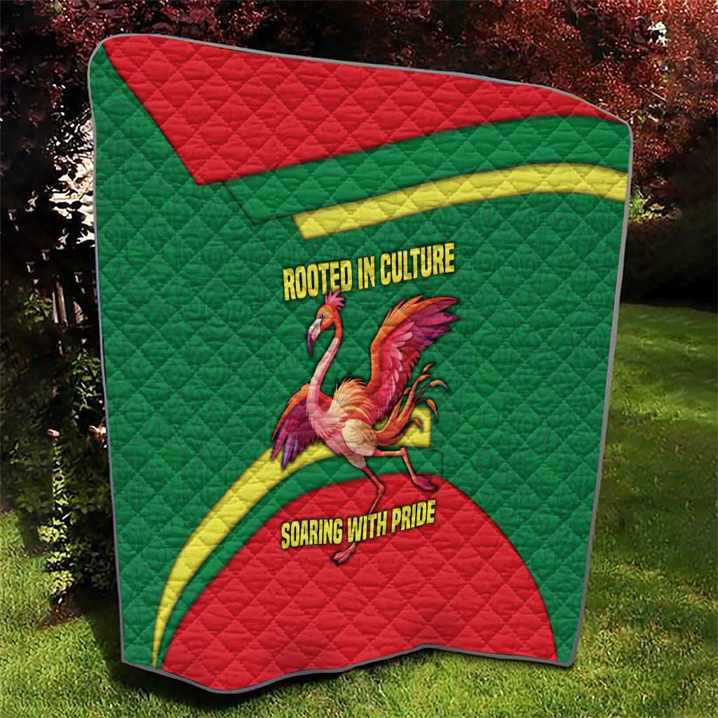 Senegal Quilt with Flamingo Design and Rooted in Culture Slogan - Wonder Print Shop