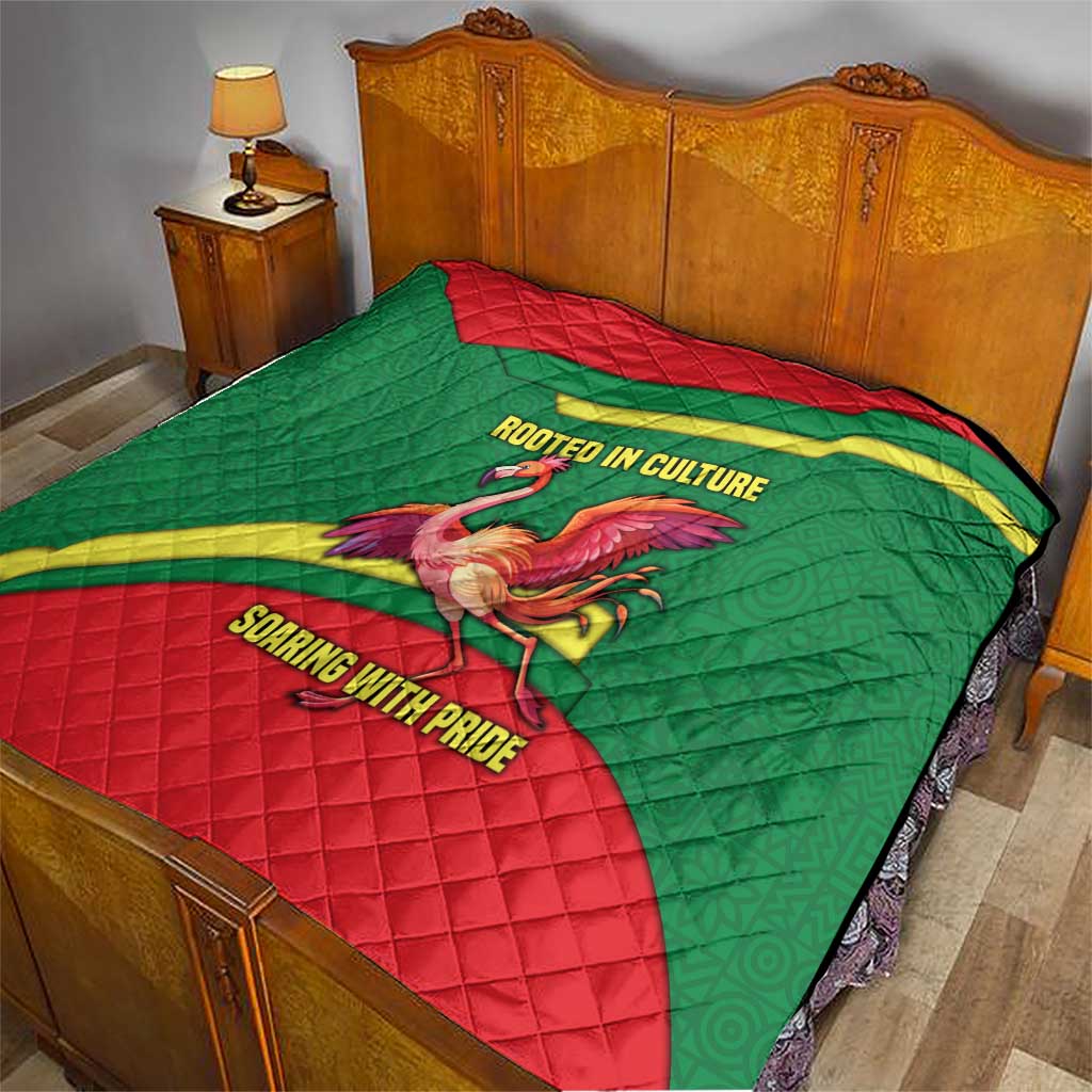 Senegal Quilt with Flamingo Design and Rooted in Culture Slogan - Wonder Print Shop