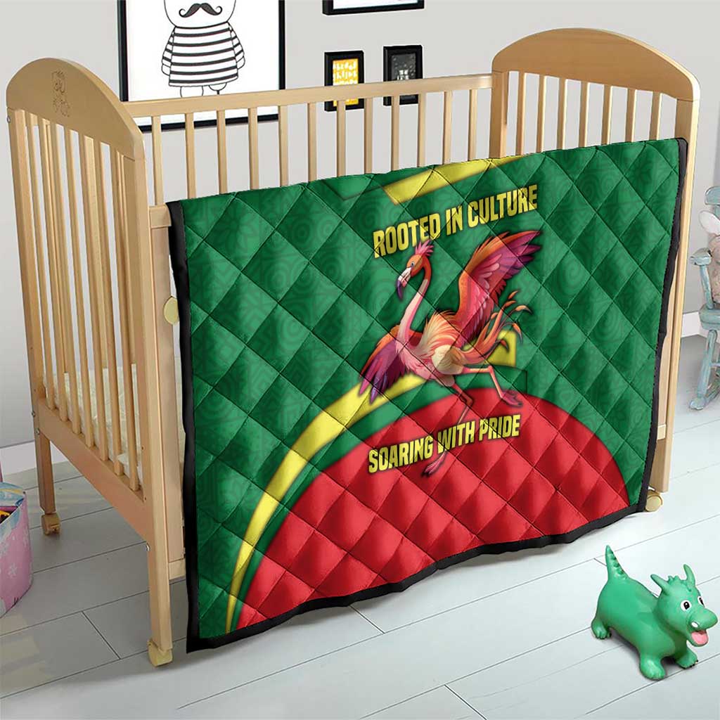 Senegal Quilt with Flamingo Design and Rooted in Culture Slogan - Wonder Print Shop