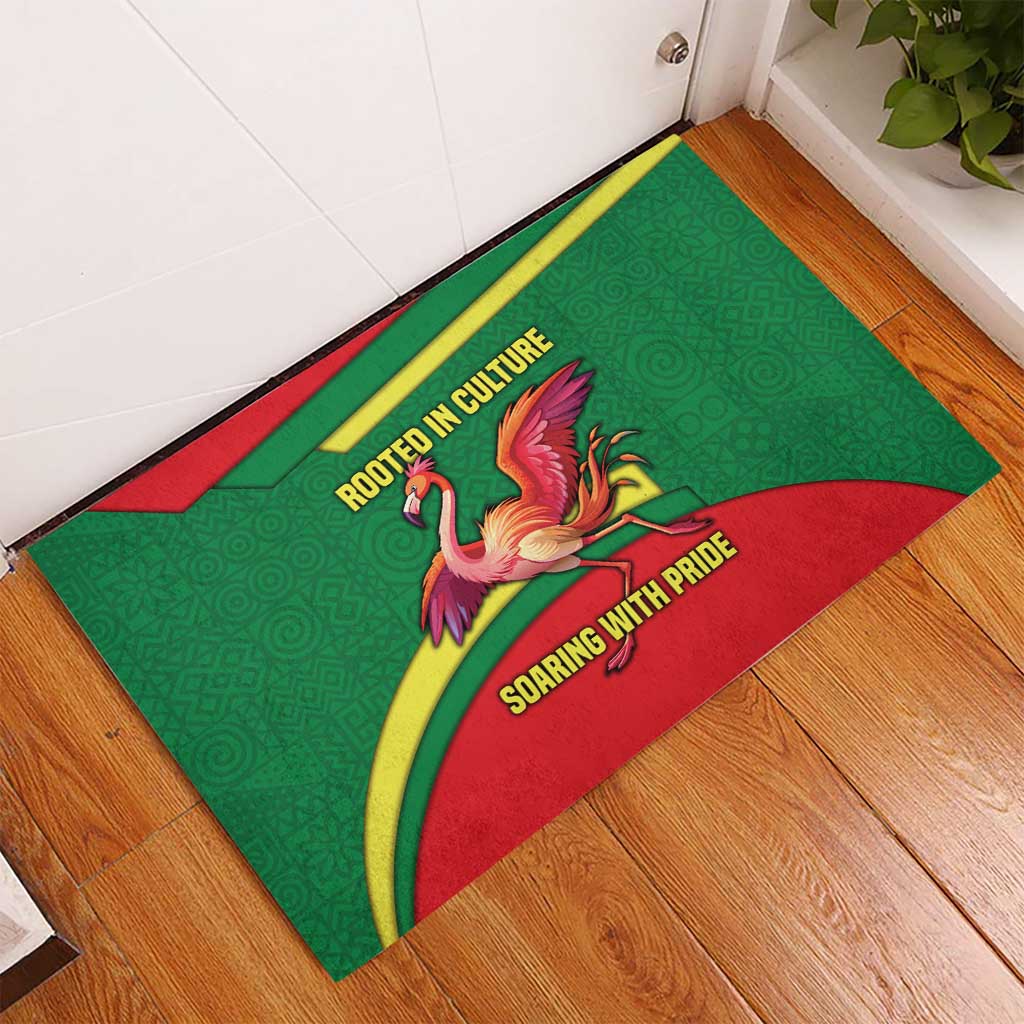 Senegal Rubber Doormat with Flamingo Design and Rooted in Culture Slogan - Wonder Print Shop
