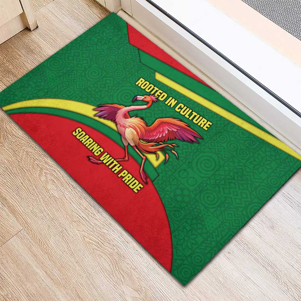 Senegal Rubber Doormat with Flamingo Design and Rooted in Culture Slogan - Wonder Print Shop