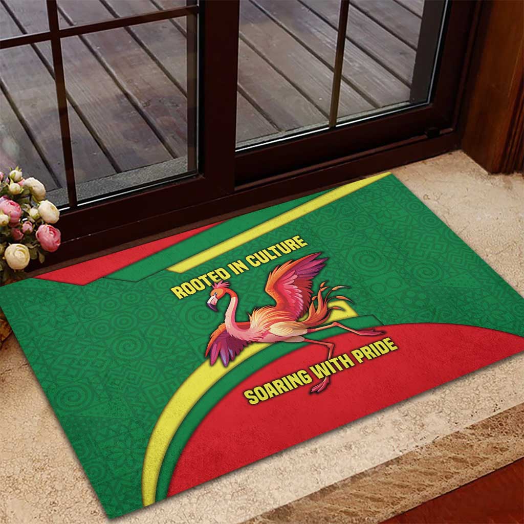 Senegal Rubber Doormat with Flamingo Design and Rooted in Culture Slogan - Wonder Print Shop